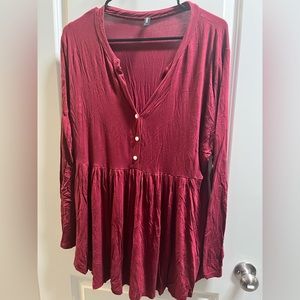 V neck button detail top